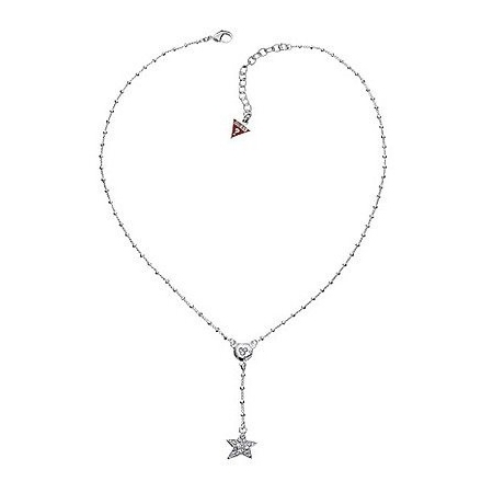 guess ball steel necklace with double star heart pendant