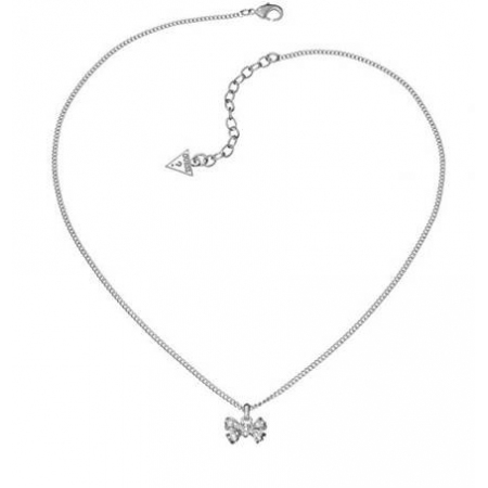Steel Guess necklace with bow pendant with zircons