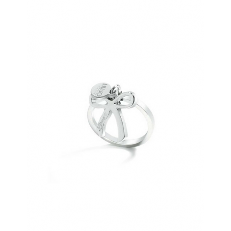 silver liu jo ring with bow pendant