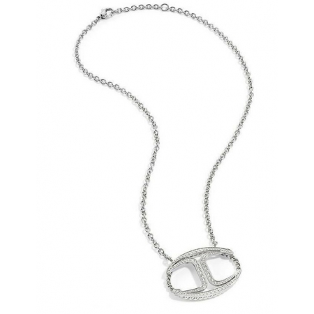 Steel Just Cavalli necklace with logo-shaped pendant with zircons