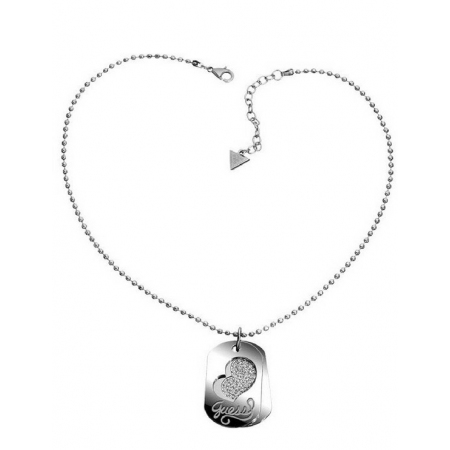 Guess ball steel necklace with plate pendant with zircons
