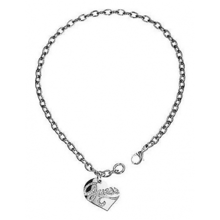 Chain steel Guess necklace with heart plate