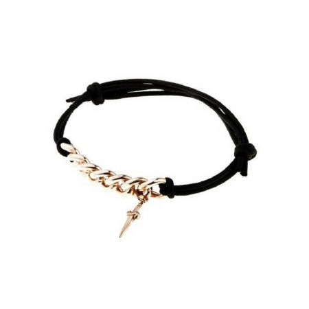 Cesare Paciotti Jewels bracelet in black cord and gilded steel detail