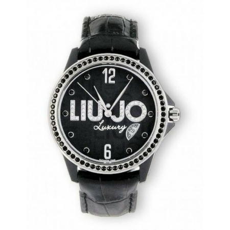 Liu Jo watch with hammered leather strap and zircon ring