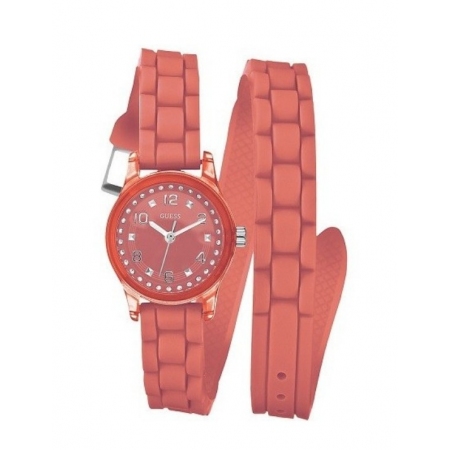 Guess watch with double-turn silicone strap with zircons