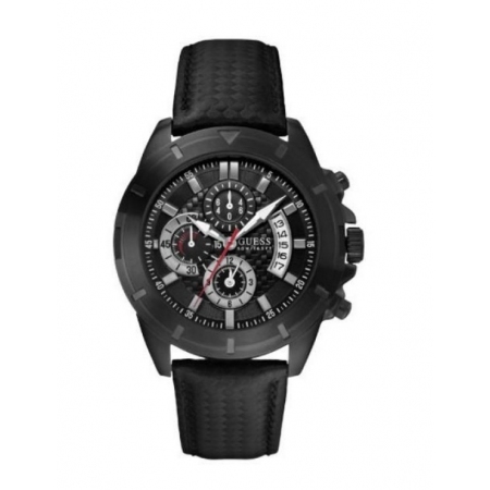 Multifunction Guess watch with leather strap and fabric