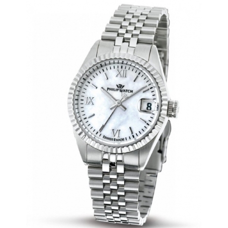 Philip Watch Caribe lady steel watch with jubilèè strap and mother-of-pearl dial