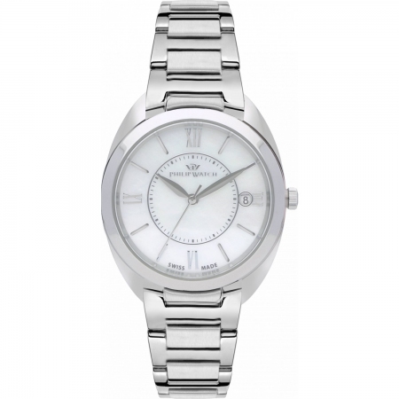 Philip Watch Prestige lady steel watch with 32mm round case and mother-of-pearl dial