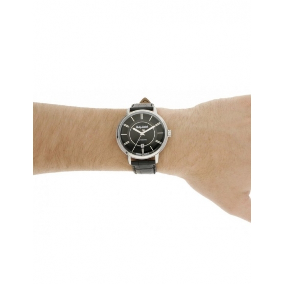 Orologio uomo Philip Watch automatico con cinturino di pelle nero e cassa acciaio 43mm