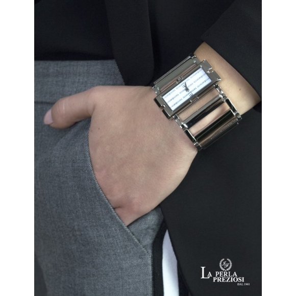 Orologio Roccobarocco modello bracciale con cassa e maglia rettangolare